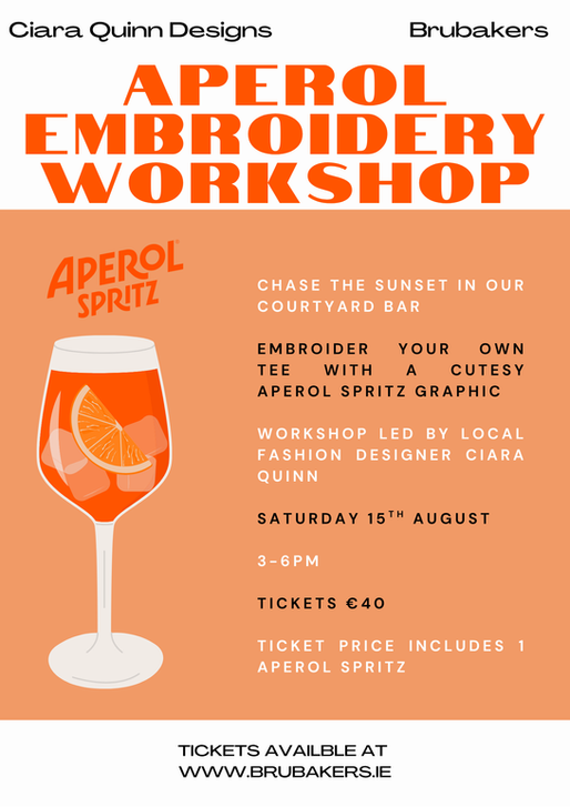 Brubakers X Ciara Quinn Designs Aperol Embroidery Workshop